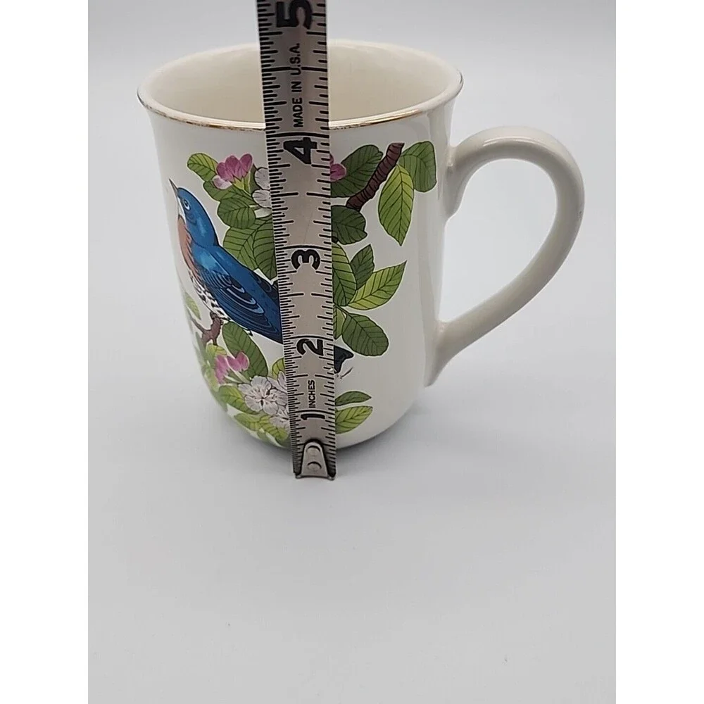 Vintage Otagiri Japan Bluebird on a Branch Floral Coffee Mug Gibson Greetings